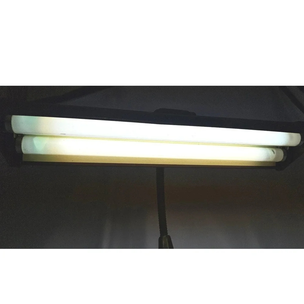 Vintage Art Deco Fluorescent Desk Lamp Brown Industrial Gooseneck Work Light